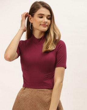 solid high-neck top