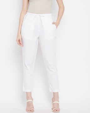 solid high-rise trousers
