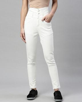 solid high rise waist jeans