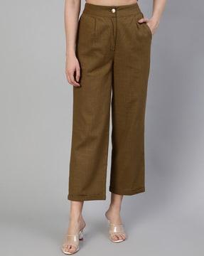 solid high rise waist pant