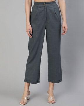 solid high rise waist pant