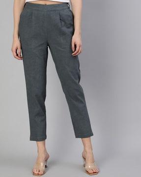 solid high rise waist pant