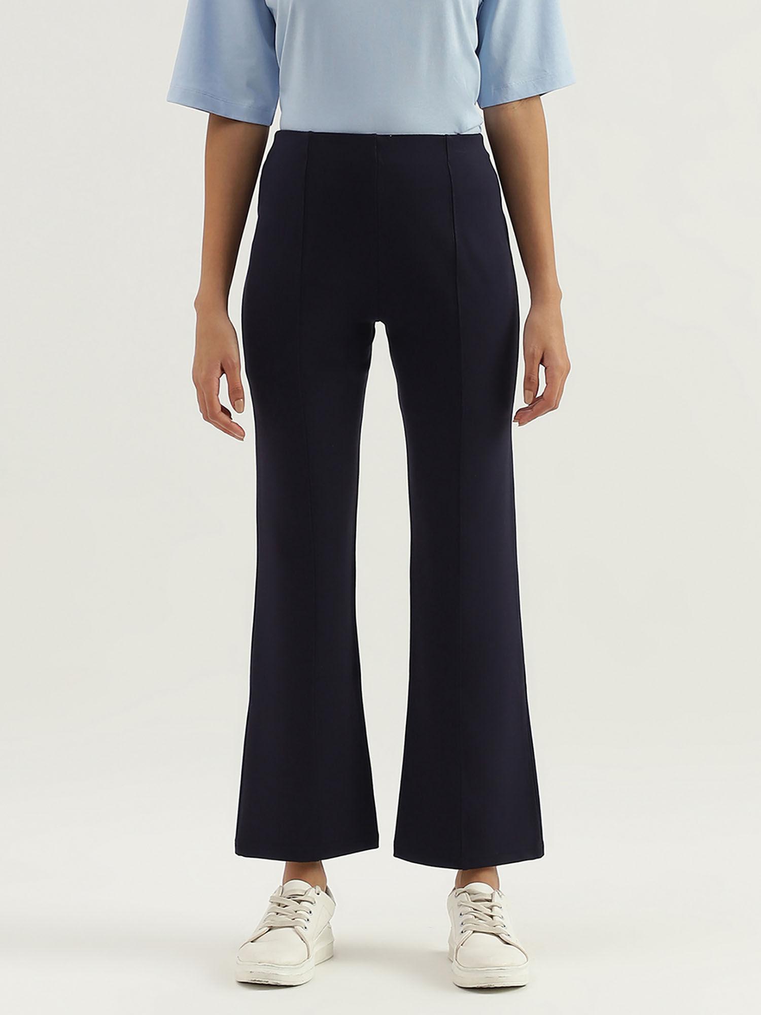 solid high waist bootleg trousers