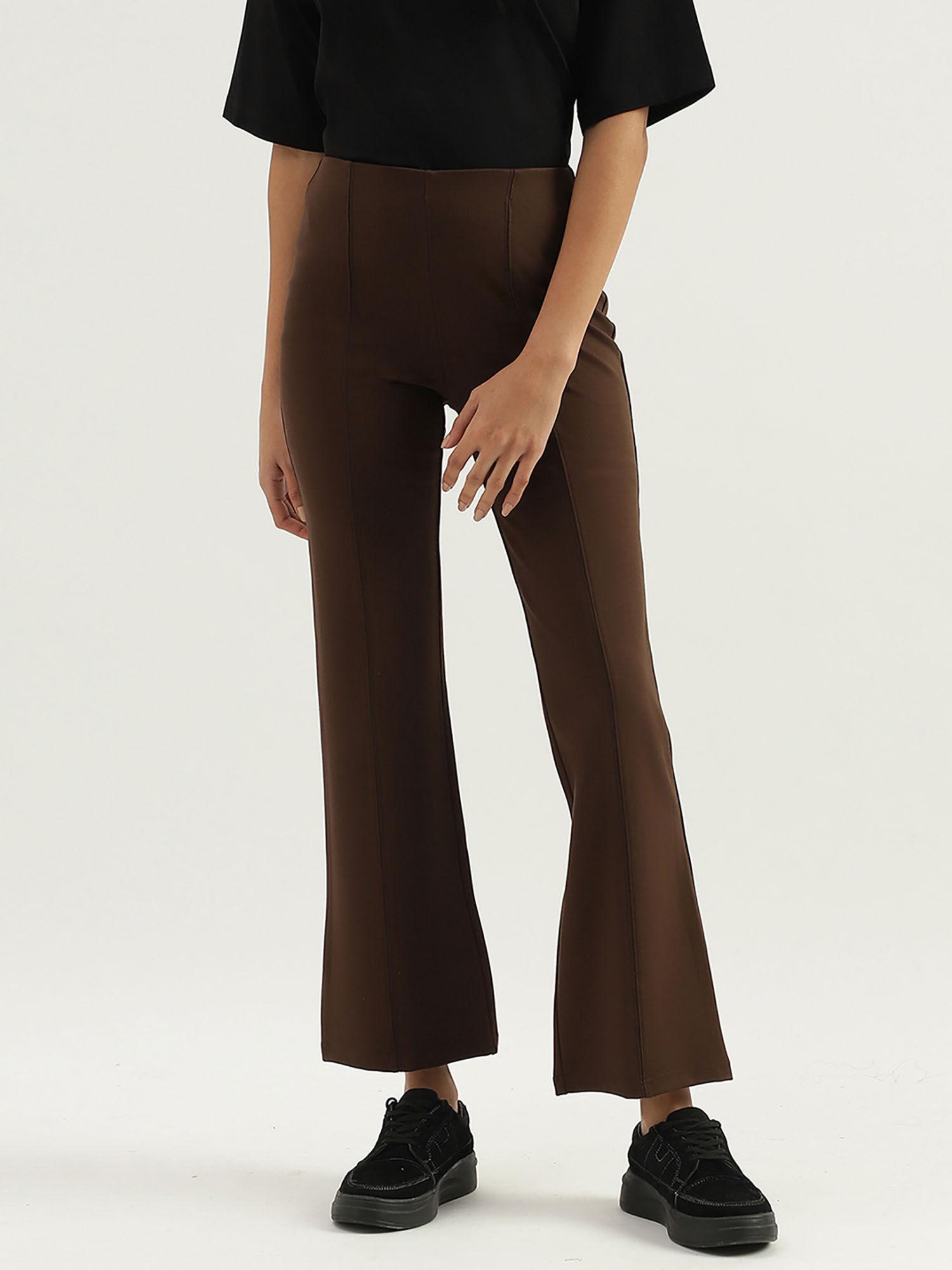 solid high waist bootleg trousers