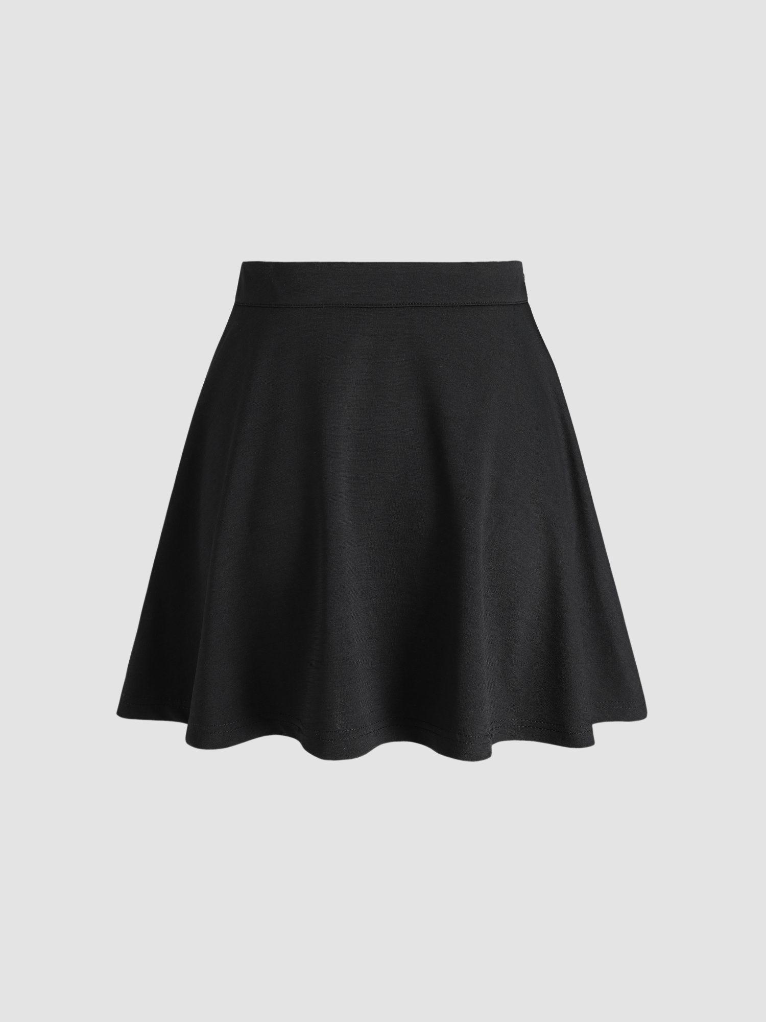 solid high waist mini skirt
