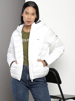 solid hooded puffer jacket