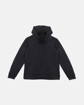solid hooded sweatshirt with attached face covering