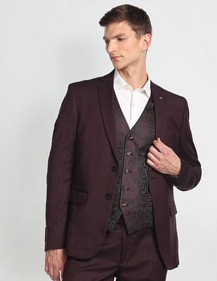 solid hudson tailored fit three piece suit