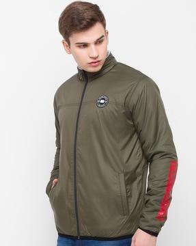 solid jacket with logo branding