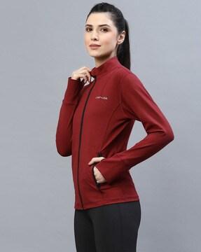 solid jacket with zip front closure