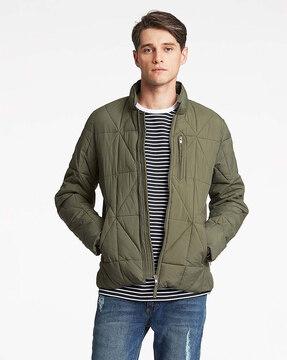 solid jacket with zip front closure