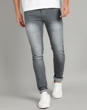 solid jeans with rolled-up hem