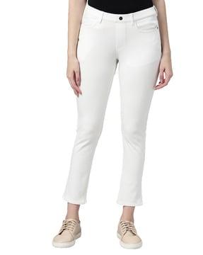 solid jeggings with mid rise waist