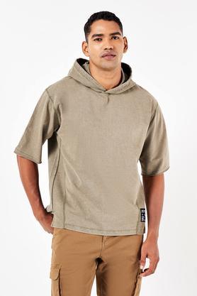 solid jersey hooded men's t-shirt - olive