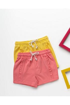 solid jersey regular fit girl's shorts - yellow
