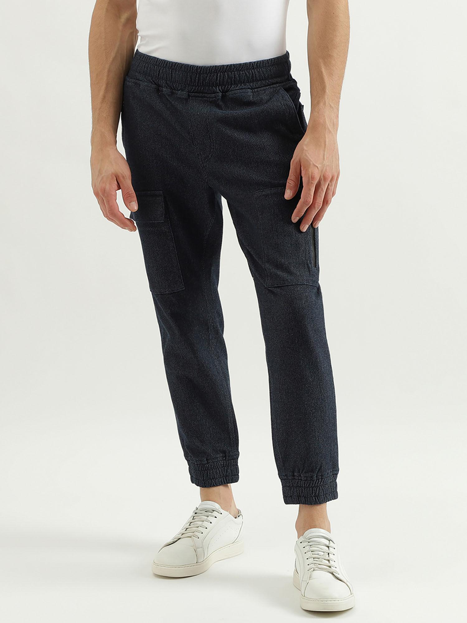 solid jogger fit trousers