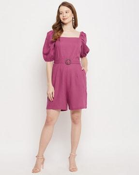 solid jumpsuit with square neckline