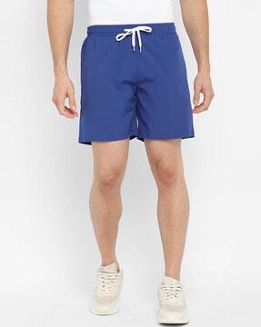 solid knit shorts with drawstrings