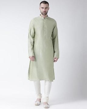 solid kurta with mandarin collar