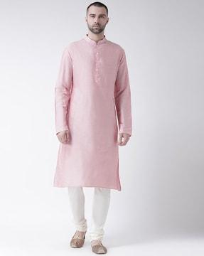 solid kurta with mandarin collar