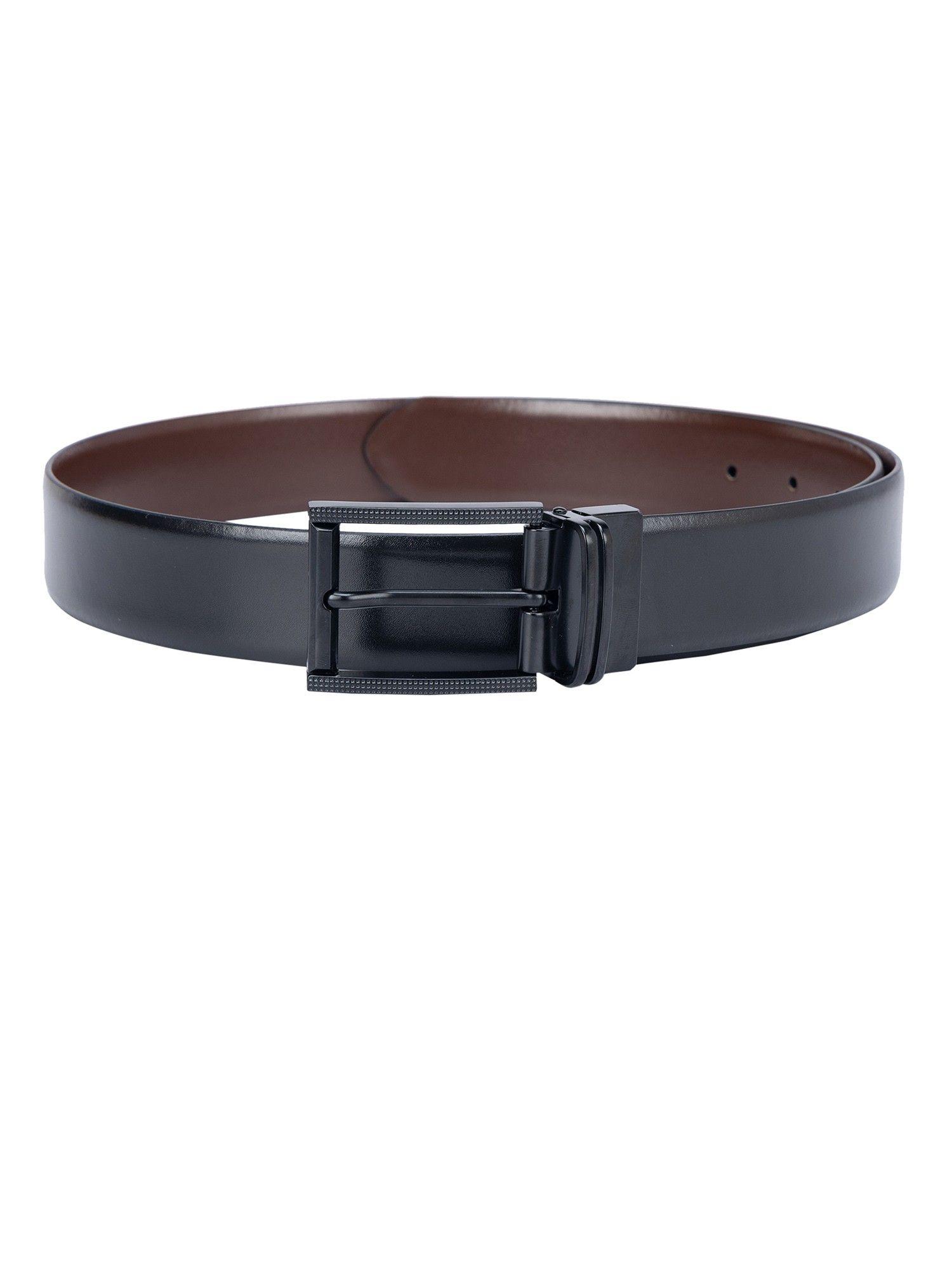 solid leather black & brown reversible belt bm-3309-35r-olblkbrnpln