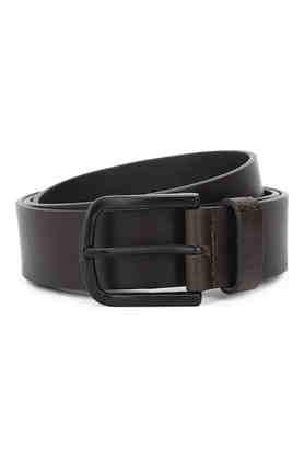 solid leather casual mens reversible belt - brown
