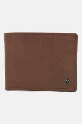 solid leather men's formal two fold wallet - brown