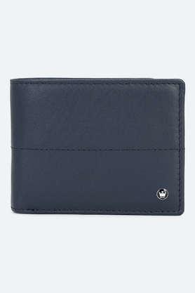 solid leather men formal two fold wallet - navy