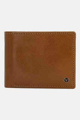 solid leather men formal two fold wallet - tan