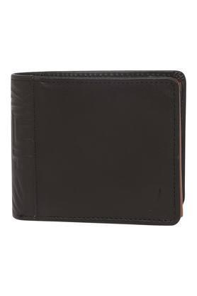 solid leather mens casual bi fold wallet - black