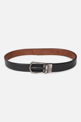 solid leather mens casual single side belt - orange