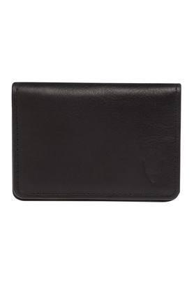 solid leather mens casual vertical card holder - black