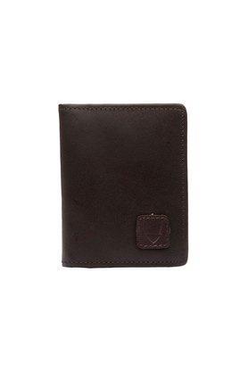 solid leather mens casual vertical card holder - brown