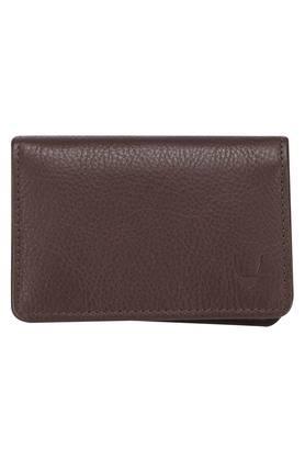 solid leather mens casual vertical card holder - brown