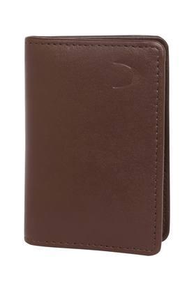 solid leather mens casual vertical card holder - brown