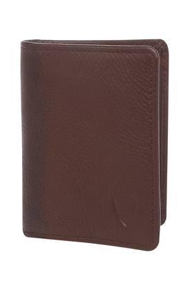 solid leather mens casual vertical card holder - brown
