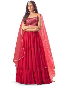 solid lehenga choli set with dupatta