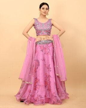 solid lehenga choli set with dupatta