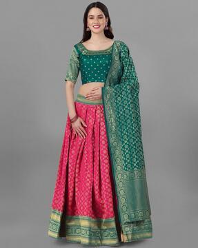 solid lehenga choli set with dupatta