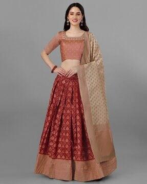 solid lehenga choli set with dupatta