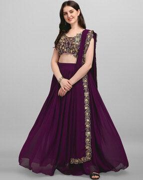 solid lehenga choli set with dupatta