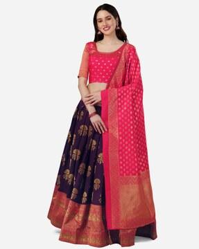 solid lehenga choli set with dupatta