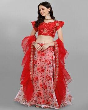 solid lehenga choli set with dupatta