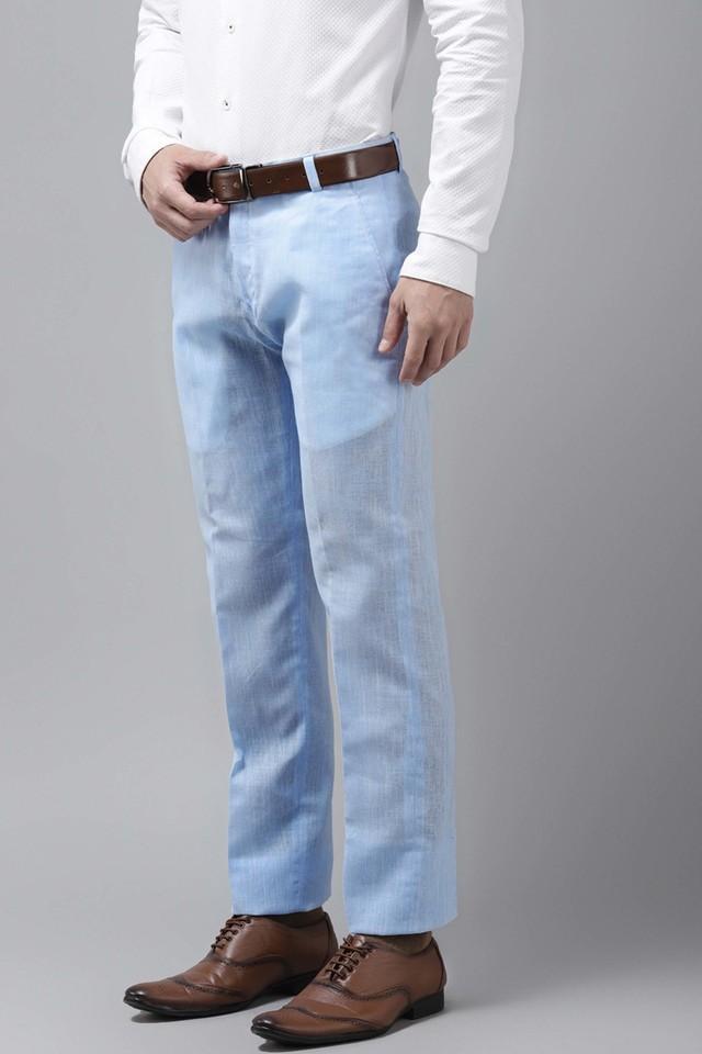 solid linen cotton blend regular fit mens casual trousers