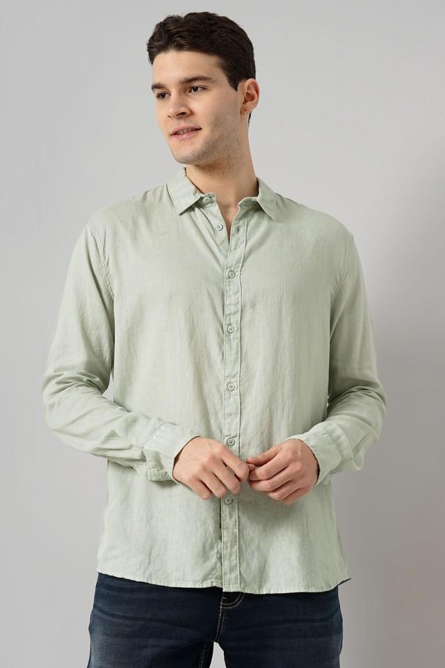 solid linen regular fit mens casual shirt