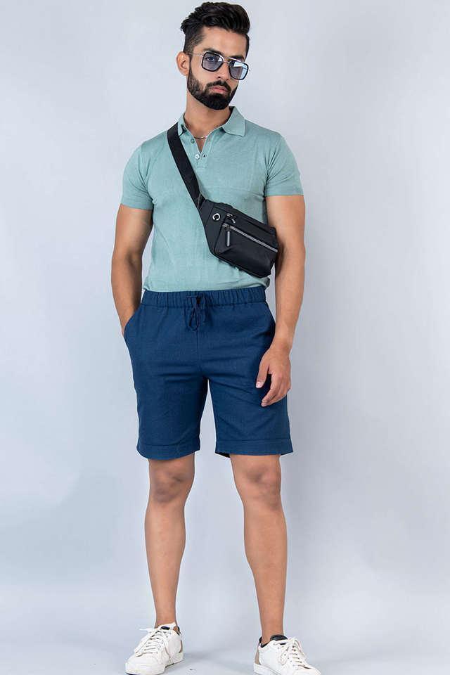 solid linen regular fit mens casual shorts