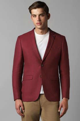 solid linen slim fit men's casual blazer - red