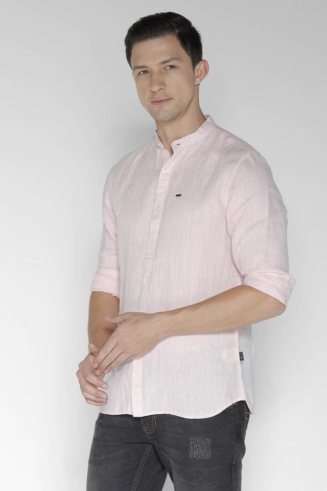 solid linen slim fit mens casual shirt