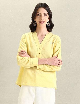 solid linen tunic top