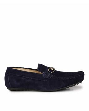 solid loafers with metal accents